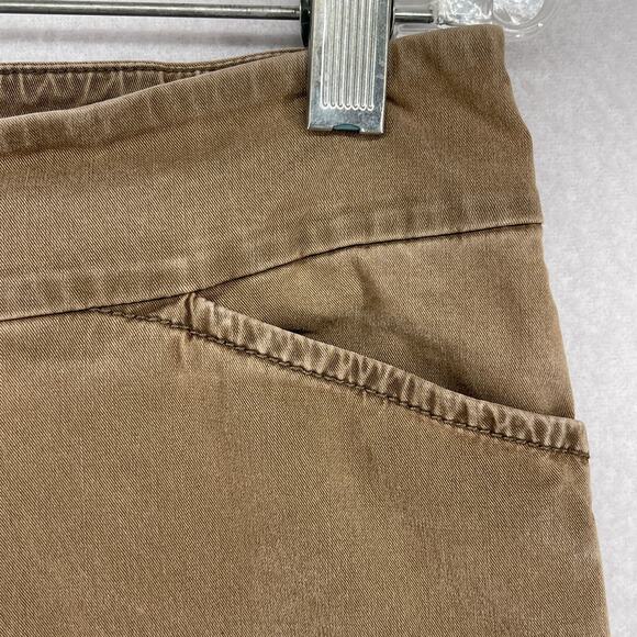 EILEEN FISHER Pants 10 Stretch Cotton Twill Tapered Ankle Front Zip Brown - Picture 6 of 14
